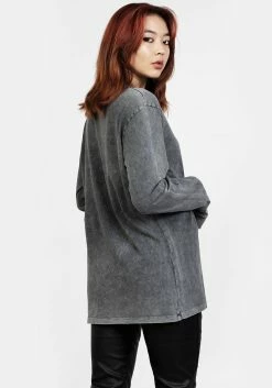 DMT1 Tarot Grey Acid Wash Long Sleeve Tee -Womens Clothing Sales SS22DM379B Tarot Grey Acid Wash Long Sleeve Tshirt 001 800x