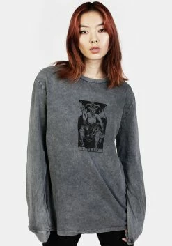 DMT1 Tarot Grey Acid Wash Long Sleeve Tee