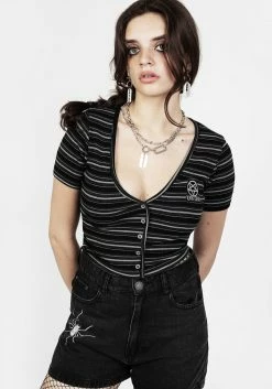 DMT1 Rave Stripe Short Sleeve Cardigan -Womens Clothing Sales SS22DM390 Rave Stripe Short Sleeve Cardigan 002 800x