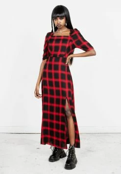 LVT1 Pennyroyal Check Midi Dress