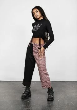 LVT1 LOVEBUZZ SPLICED CROP TROUSERS -Womens Clothing Sales SS22LV208 Lovebuzz Cropped Spliced Tousers 001 800x