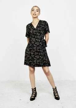 LVT1 Poisonous Plants Wrap Mini Dress -Womens Clothing Sales SS22LV404 Poison Plants Mini Wrap Dress 001 800x