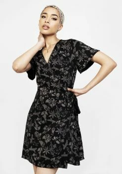 LVT1 Poisonous Plants Wrap Mini Dress -Womens Clothing Sales SS22LV404 Poison Plants Mini Wrap Dress 006 800x