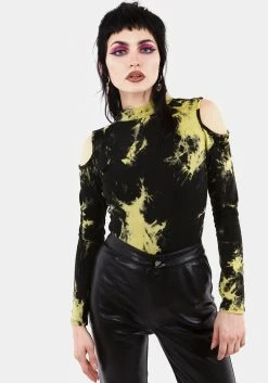 MET1 SCHOLOMANCE COLD SHOULDER TIE DYE BODY