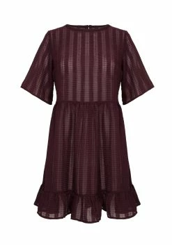 MET1 SHEER SMOCK DRESS IN PURPLE -Womens Clothing Sales SS22M193 Purple Sheer Smock Dress Mannequin 003 800x