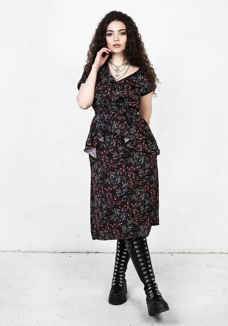 MET1 ROSETEARS FRILL PEPLUM MIDI DRESS 5 MET1 ROSETEARS FRILL PEPLUM MIDI DRESS - Image 5