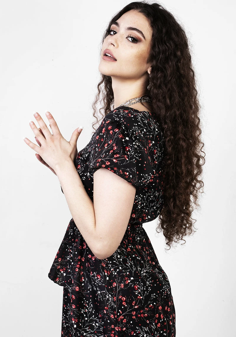 MET1 ROSETEARS FRILL PEPLUM MIDI DRESS 6 MET1 ROSETEARS FRILL PEPLUM MIDI DRESS - Image 6