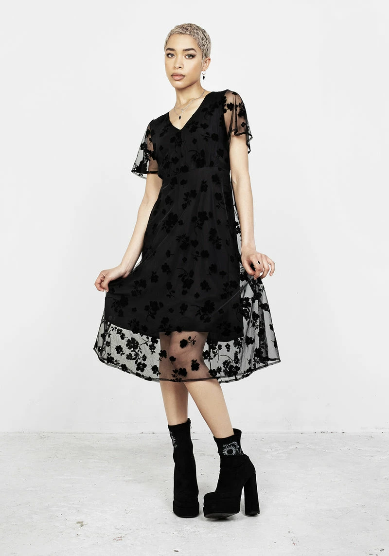 MET1 STEVIE FLOCKED MIDI DRESS 5 MET1 STEVIE FLOCKED MIDI DRESS - Image 5