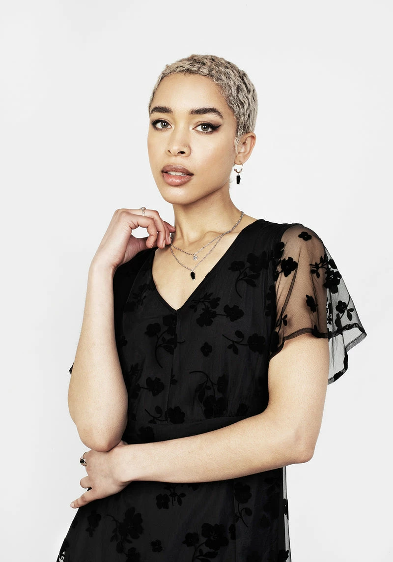 MET1 STEVIE FLOCKED MIDI DRESS 2 MET1 STEVIE FLOCKED MIDI DRESS - Image 2