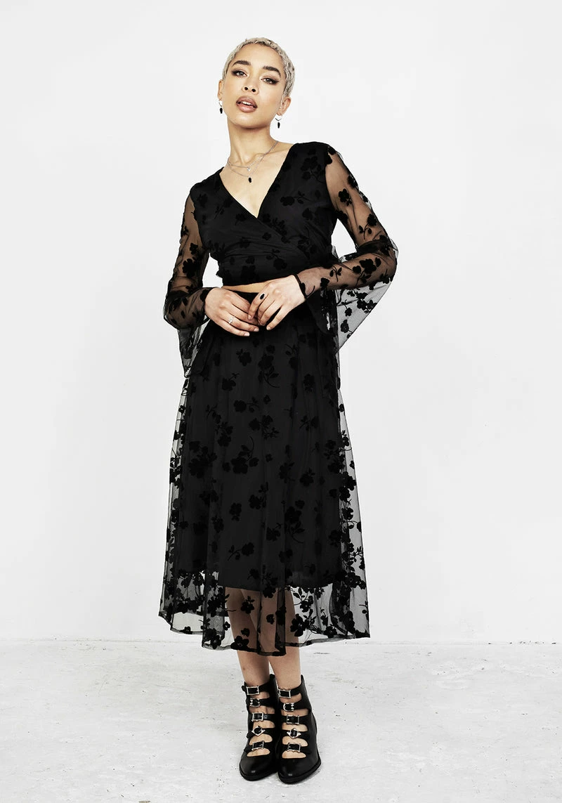 MET1 STEVIE MIDI FLOCK SKIRT 4 MET1 STEVIE MIDI FLOCK SKIRT - Image 4