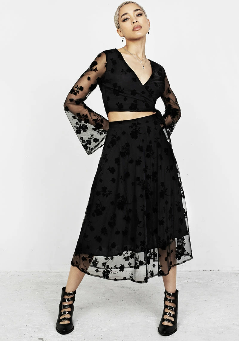 MET1 STEVIE MIDI FLOCK SKIRT 1 MET1 STEVIE MIDI FLOCK SKIRT