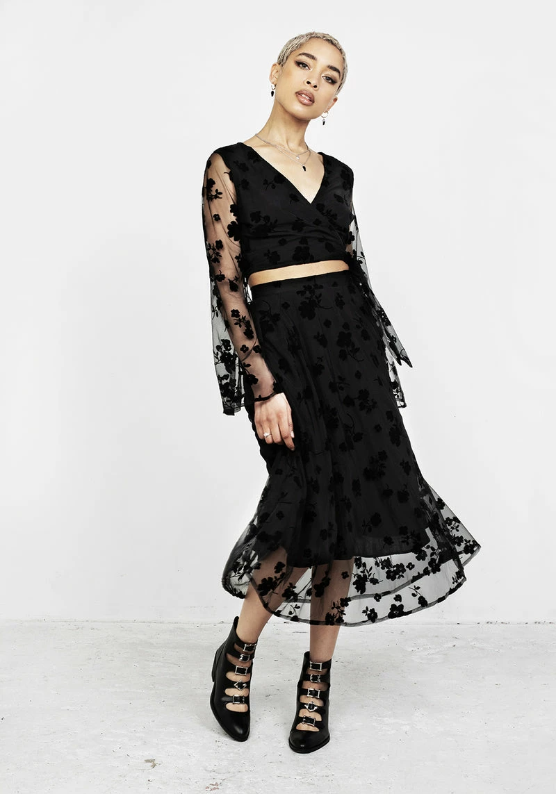 MET1 STEVIE MIDI FLOCK SKIRT 5 MET1 STEVIE MIDI FLOCK SKIRT - Image 5