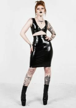 MET1 DOMINION MIDI VINYL SKIRT