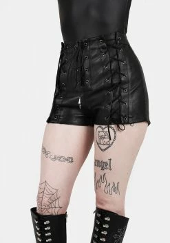 MET1 Mosh Faux Leather Lace Up Shorts 18 MET1 Mosh Faux Leather Lace Up Shorts -Womens Clothing Sales SS22M320 Faux Leather Lace Up Shorts 001 800x