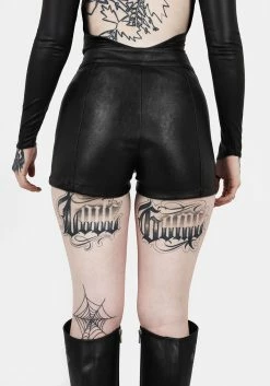 MET1 Mosh Faux Leather Lace Up Shorts 20 MET1 Mosh Faux Leather Lace Up Shorts -Womens Clothing Sales SS22M320 Faux Leather Lace Up Shorts 002 800x