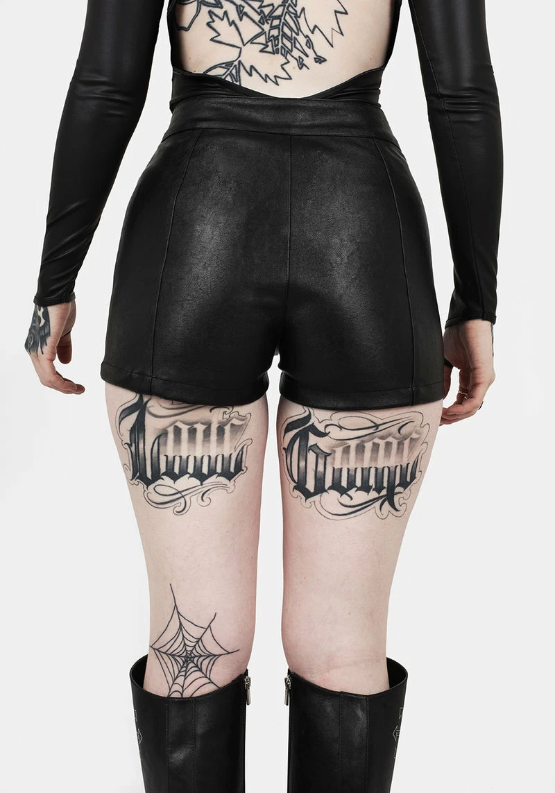 MET1 Mosh Faux Leather Lace Up Shorts 8 MET1 Mosh Faux Leather Lace Up Shorts - Image 8