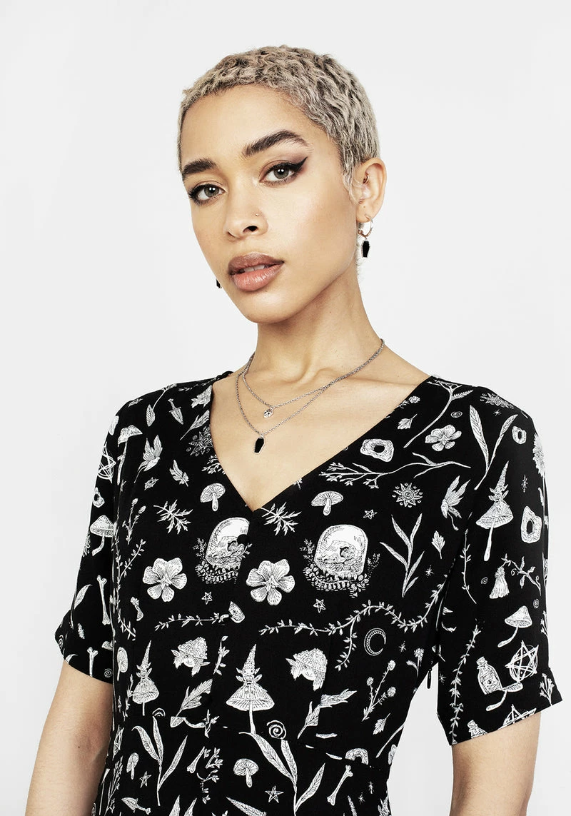 MET1 HEDGEWITCH V-NECK MIDI DRESS 2 MET1 HEDGEWITCH V-NECK MIDI DRESS - Image 2