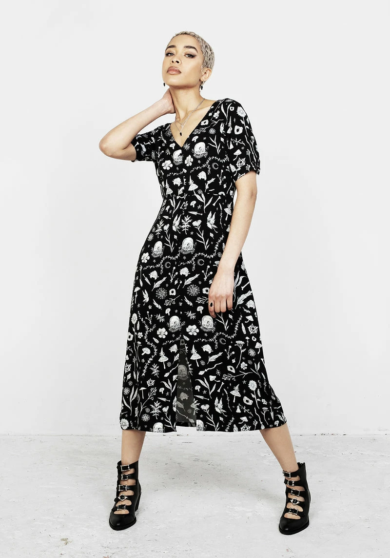 MET1 HEDGEWITCH V-NECK MIDI DRESS 1 MET1 HEDGEWITCH V-NECK MIDI DRESS