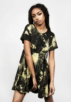 MET1 SCHOLOMANCE TIE DYE SKATER DRESS