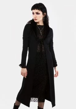 MET1 WOOLFE LONGLINE FAUX FUR CARDIGAN