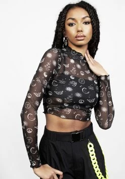 PFA1 EUPHORIA LETTUCE EDGE MESH CROP TOP