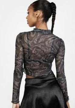 PFA1 Kurakura Mesh Crop Top -Womens Clothing Sales SS22PF385 Kurakura Mesh Crop Top 002 800x