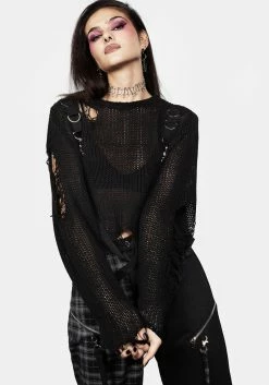 BET1 Rebellion Hardware Bondage Sweater -Womens Clothing Sales SS23B71 Rebellion Hardware Bondage Sweater 005 800x