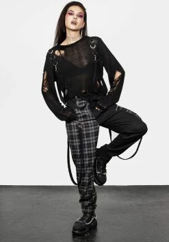 BET1 Rebellion Hardware Bondage Sweater -Womens Clothing Sales SS23B71 Rebellion Hardware Bondage Sweater 009 800x