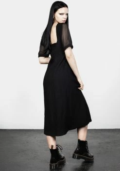 DDS1 Ammit Midi Dress With Sheer Sleeves -Womens Clothing Sales SS23DD355A Ammit Maxi Dress With Sheer Sleeves 001 800x