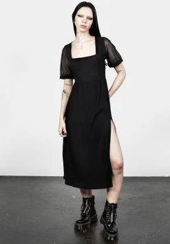 DDS1 Ammit Midi Dress With Sheer Sleeves