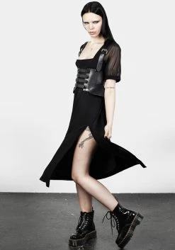 DDS1 Ammit Midi Dress With Sheer Sleeves -Womens Clothing Sales SS23DD355A Ammit Maxi Dress With Sheer Sleeves 007 800x