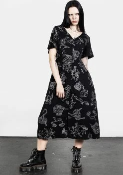 LVT1 Zodiac Short Sleeve Midi Dress -Womens Clothing Sales SS23LV398A Zodiac SS Midi Dress 006 800x