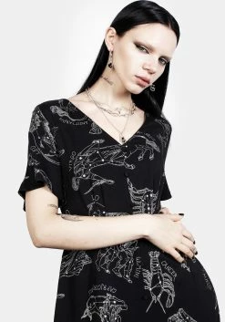 LVT1 Zodiac Short Sleeve Midi Dress -Womens Clothing Sales SS23LV398A Zodiac SS Midi Dress 007 800x