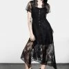 MET1 Mourning Lace Cascade Midaxi Dress