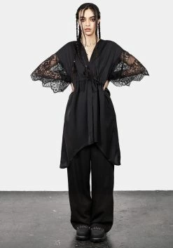 MET1 Departed Lace Sleeve Kimono -Womens Clothing Sales SS23M29 Departed Lace Sleeve Kimono 005 800x