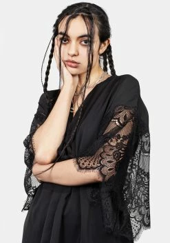 MET1 Departed Lace Sleeve Kimono -Womens Clothing Sales SS23M29 Departed Lace Sleeve Kimono 008 800x