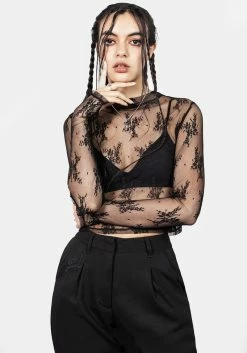 MET1 Eternal Lace Crop Long Sleeve Top -Womens Clothing Sales SS23M30 Eternal lace Long Sleeve Crop Top 003 800x