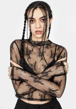 MET1 Eternal Lace Crop Long Sleeve Top -Womens Clothing Sales SS23M30 Eternal lace Long Sleeve Crop Top 004 800x