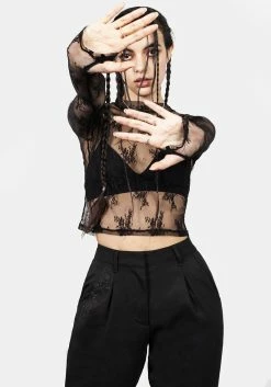 MET1 Eternal Lace Crop Long Sleeve Top -Womens Clothing Sales SS23M30 Eternal lace Long Sleeve Crop Top 005 800x