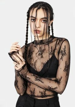 MET1 Eternal Lace Crop Long Sleeve Top