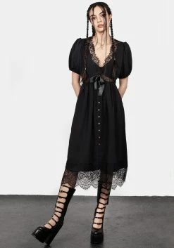 MET1 Mortuary Lace Button Up Midi Dress -Womens Clothing Sales SS23M36 Mortuary Lace Botton Up Midi Dress 002 800x