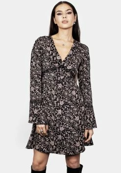 MIF1 Mycophile Mushroom Print Mini Ruffle Dress -Womens Clothing Sales SS23MF51 Mycophile Mini Ruffle Dress 007 800x