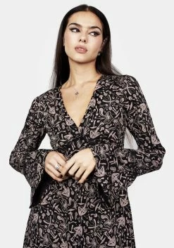 MIF1 Mycophile Mushroom Print Mini Ruffle Dress -Womens Clothing Sales SS23MF51 Mycophile Mini Ruffle Dress 009 800x