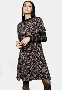 MIF1 Mycophile Mushroom Print Mini Skater Dress