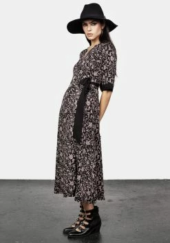 MIF1 Mycophile Mushroom Print Wrap Midi Dress -Womens Clothing Sales SS23MF54 Mycophile Wrap Dress 003 800x
