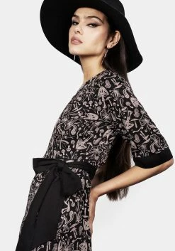 MIF1 Mycophile Mushroom Print Wrap Midi Dress -Womens Clothing Sales SS23MF54 Mycophile Wrap Dress 005 800x