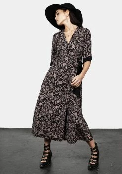 MIF1 Mycophile Mushroom Print Wrap Midi Dress -Womens Clothing Sales SS23MF54 Mycophile Wrap Dress 006 800x