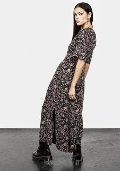 MIF1 Mycophile Mushroom Print Split Maxi Dress -Womens Clothing Sales SS23MF55 Mycophile Split Maxi Dress 001 800x