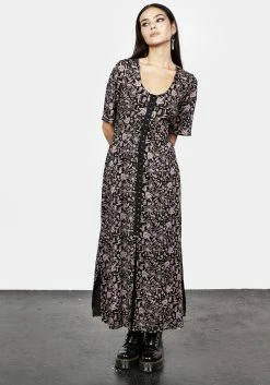 MIF1 Mycophile Mushroom Print Split Maxi Dress -Womens Clothing Sales SS23MF55 Mycophile Split Maxi Dress 002 800x