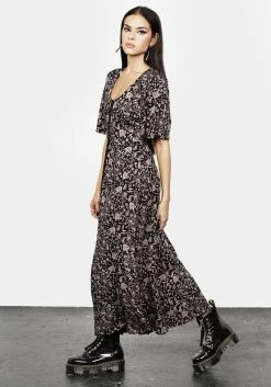 MIF1 Mycophile Mushroom Print Split Maxi Dress -Womens Clothing Sales SS23MF55 Mycophile Split Maxi Dress 004 800x